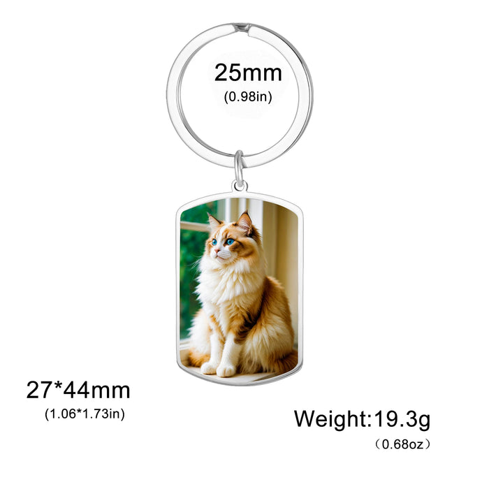 Custom Photo Keychain Stainless Steel Keyring Rectangle Heart Shape Personalized Picture Key Holder Jewelry Valentine's Day Gift