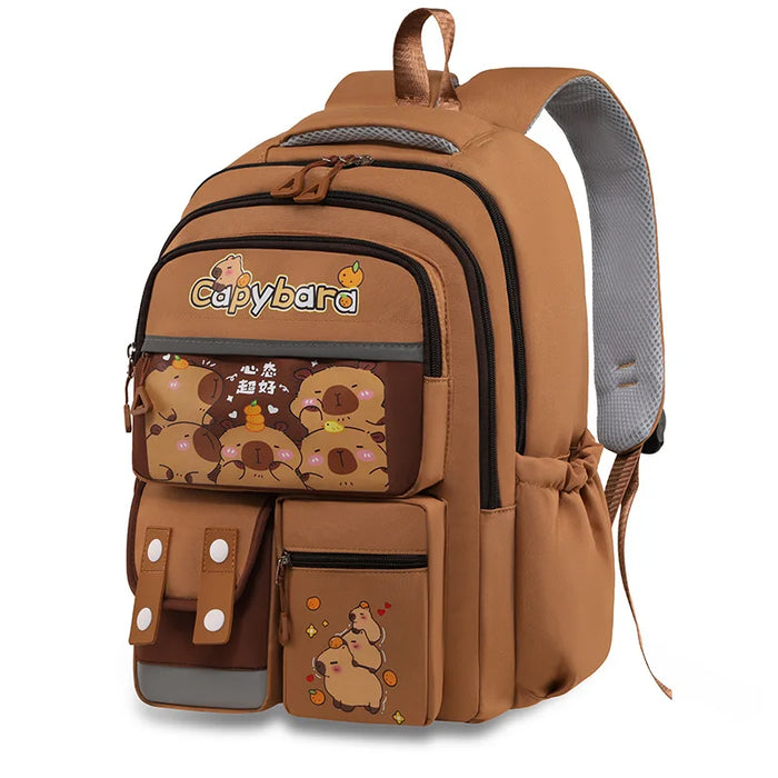Kawaii Capybara School Backpack for Girls School Bags Set Casual Daypack Teens Girls Book Bag Children Schoolbag Travel Backpack