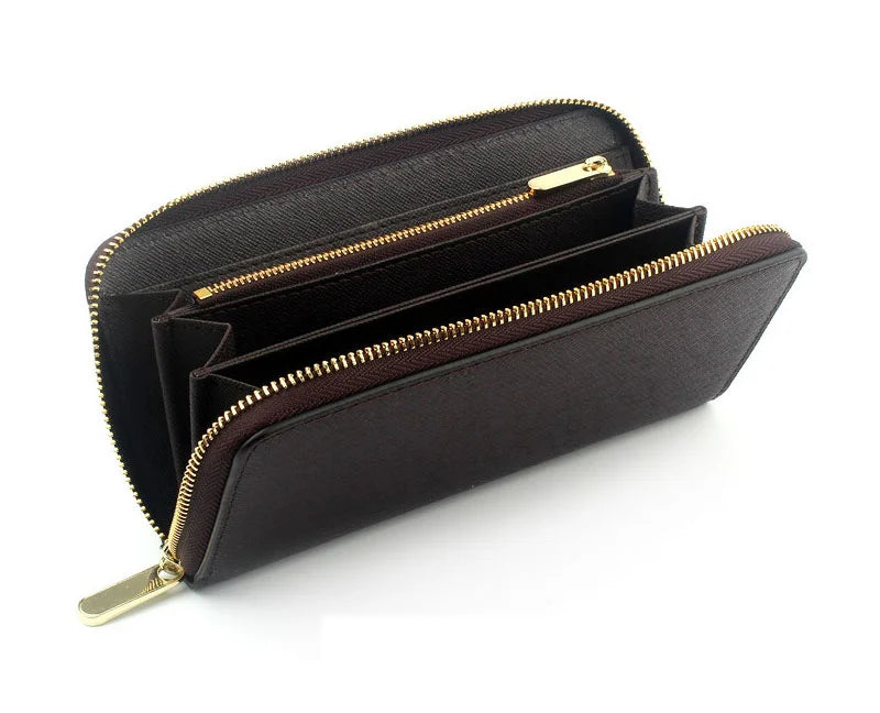 Custom Initial Letters Genuine Saffiano Leather Unisex Long Wallet Purse