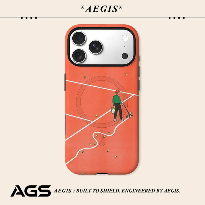 Aegis case Protective Bumper for Magnetic Magsafe for iPhone 17 16 15 14 Plus 13 Pro Max Hard PC  Tennis Court Art Cover