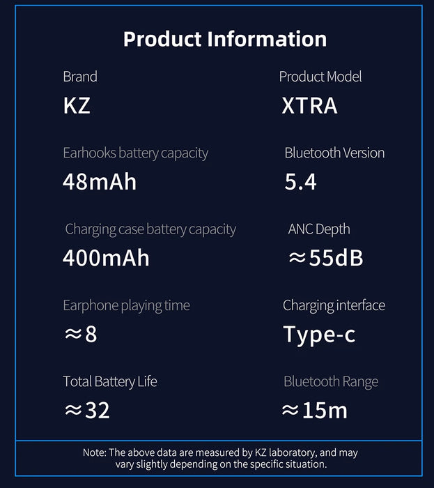 KZ Xtra TWS Noise Cancelling Bluetooth 5.4 Earphones True Wireless Earbuds Multi-Mode ANC QCC3091