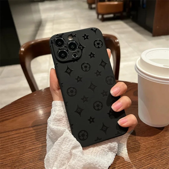 Luxury Retro Classic Phone Case For iP 16 15 14 13 12 11Pro Max XR X XS 12Mini 16Puls 15Pro Soft Silicone Black Phone Cases