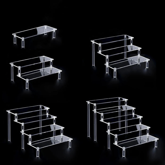 1-5 Tier Acrylic Display Stand Perfume Doll Clay Figurine Blind Box Storage Rack Transparent Ladder Makeup Organization W-2