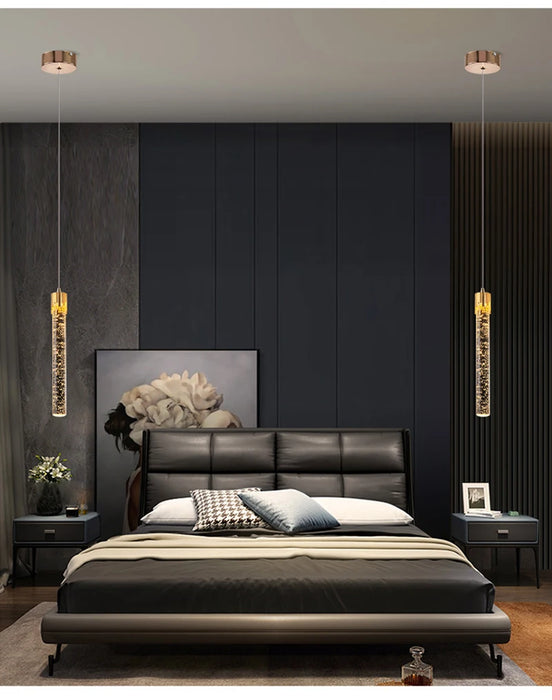 Modern Luxury Crystal Pendant Lamps Home Decor Bedside Hanging Light