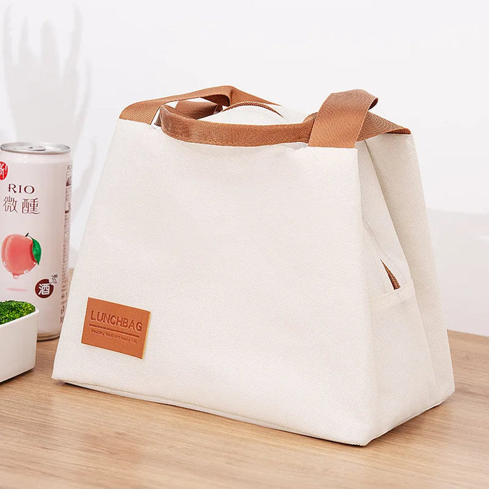4 Shapes Insulated Thermal Large-capacity Beige Lunch Bags Girls Japanese Bento
