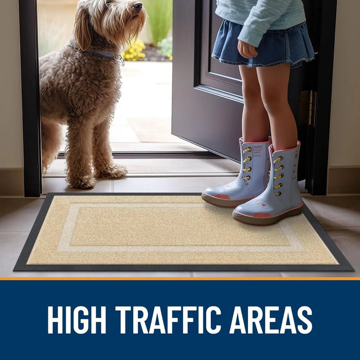 Front Door Mat Indoor Outdoor Entrance Waterproof Sturdy Natural Rubber Fade Resistant Easy Clean Patio Porch Door Mat