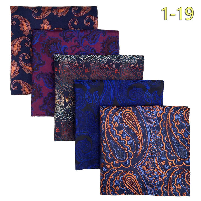 5 Pieces Mens Pocket Squares Wedding Handkerchiefs Set Fashion Formal Bundle Luxury Unique