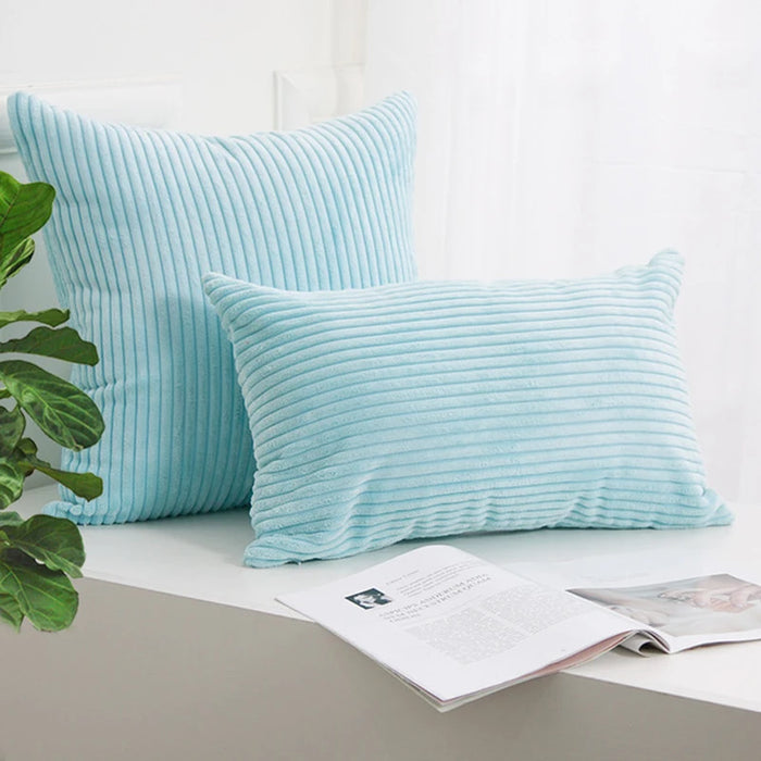 Sky blue corduroy cushions, square and rectangular
