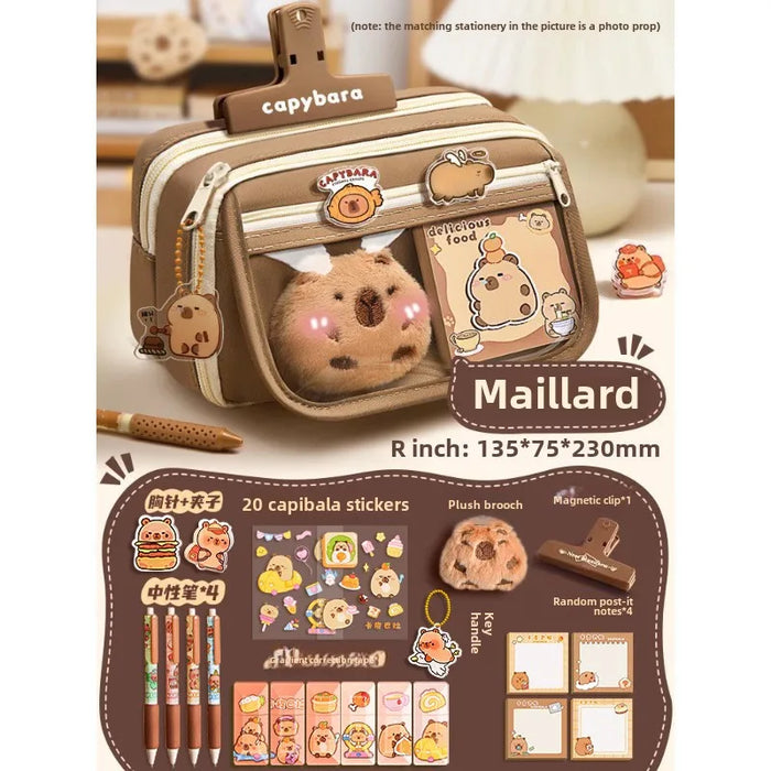 Capybara 9-layer large capacity pencil case, large capacity pencil case flip cover stationery pencil case stationery storage bag