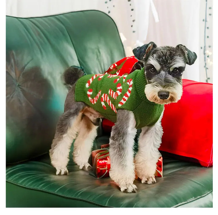 Puppy Knit New Year Dog Turtleneck Winter Clothes Pullover Green Sweatshirts Ugly Knitted Christmas Cat Sweater for Small Dogs