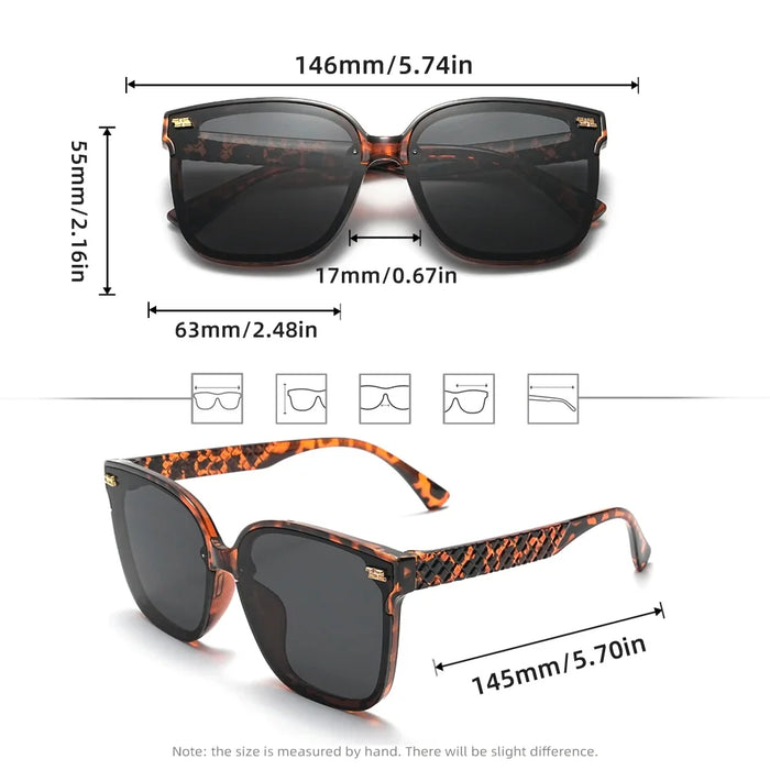 Women‘s Sunglasses Large Fmane UV400 Glasses Design Gradient Square Travel Eyewear Lady Shades