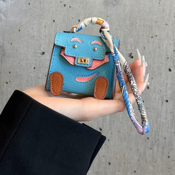 Handmade Mini PU Leather Handbag Decoration Pendant Headphone Case For Airpods 4 Pro2 3 2and1 Mini Wallet with lanyard