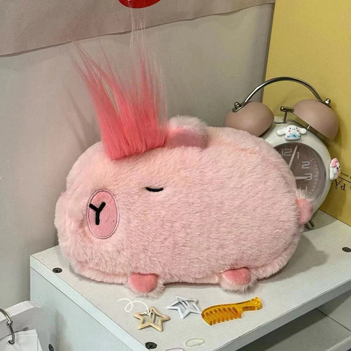 Large Capacity Pen Bag Cartoon Pencil Bag Student Capybara Plush Stationery Storage Bag Learning Stationery Supplies