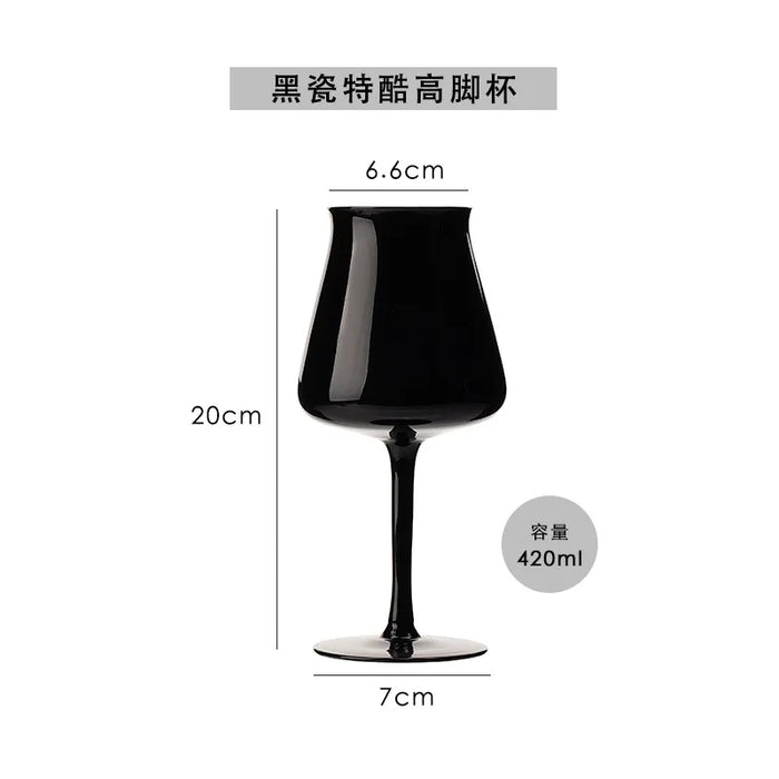 Nordic Black Goblet Black Porcelain Crystal Glass Red Wine Glass Bordeaux Cup Home Ornament Wine Glass Champagne Glass