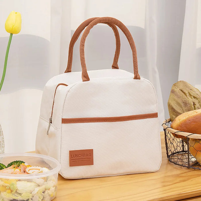 4 Shapes Insulated Thermal Large-capacity Beige Lunch Bags Girls Japanese Bento