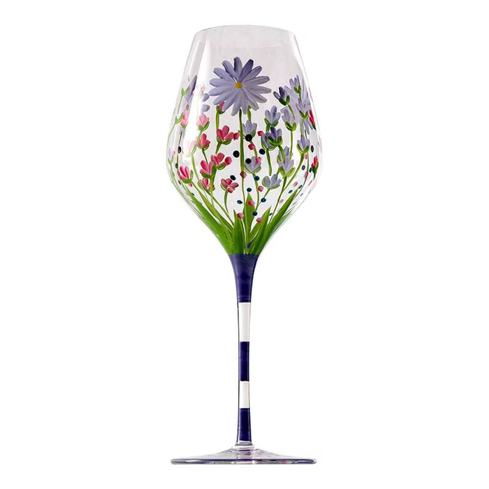 1 Piece Hand Painted Glass Goblet Cup Creative Red Wine Glasses Whisky Cup Flower Painted Stemware for Wedding Party Events