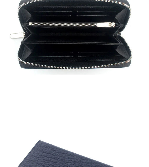 Custom Initial Letters Genuine Saffiano Leather Unisex Long Wallet Purse