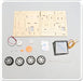 Lunar rover kit parts: wooden sheets, solar panel, motor and wheels