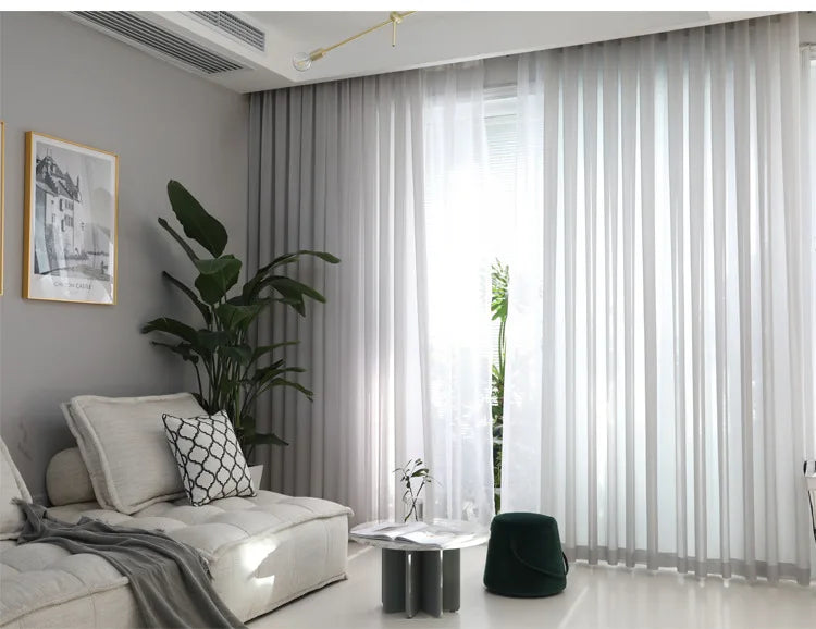 1Pc  Super Soft Chiffon White Tulle Sheer Curtains for Living Room Lining Bedroom Window Decor