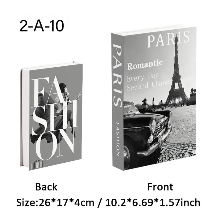 Luxury Fake Book Storage Box Abstract Decorative Books Open Paris Home Decor Coffee Table Bedroom Ornaments Interior Decoration