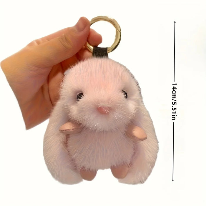 1pc Trendy Plush Rabbit White Keychain for Woman with Cute Charm Soft Toy Decorative Accessory for Bags New Year Gift Body Kit