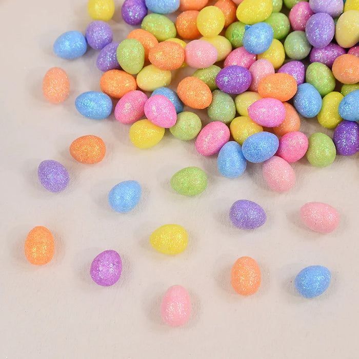 80/160 Pcs Colorful Easter Eggs Glitter Foam Bird Pigeon Happy Easter Party Home Decoration Kids Gift Basket Filler DIY Crafts