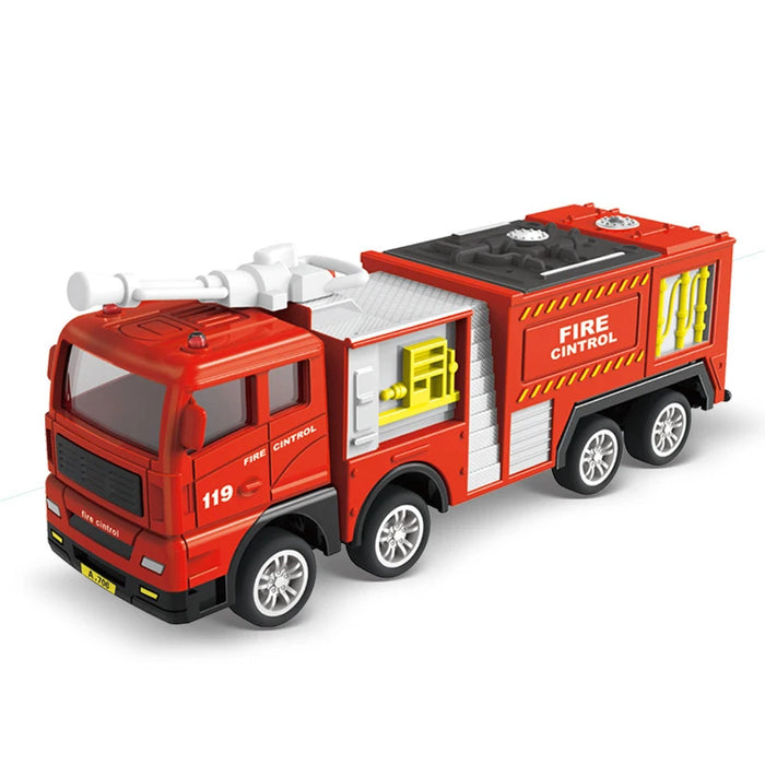 Diecast Fire Truck Model Simulation Pull Back Ladder Fire Fighting Toy Rescue Car Inertial Fire Toy Children Firefighter Truck