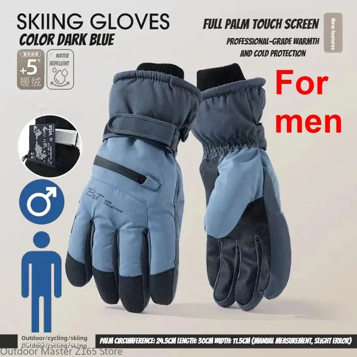 Winter Cycling Gloves Non Slip Touch Ski Gloves Snowboard Accessories Waterproof Pocket Warm Men's and Women's Thermal Gloves