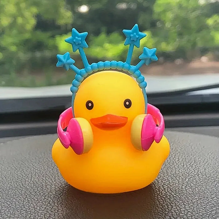 Car Ornament Rubber Yellow Duck for Dashboard Decorations