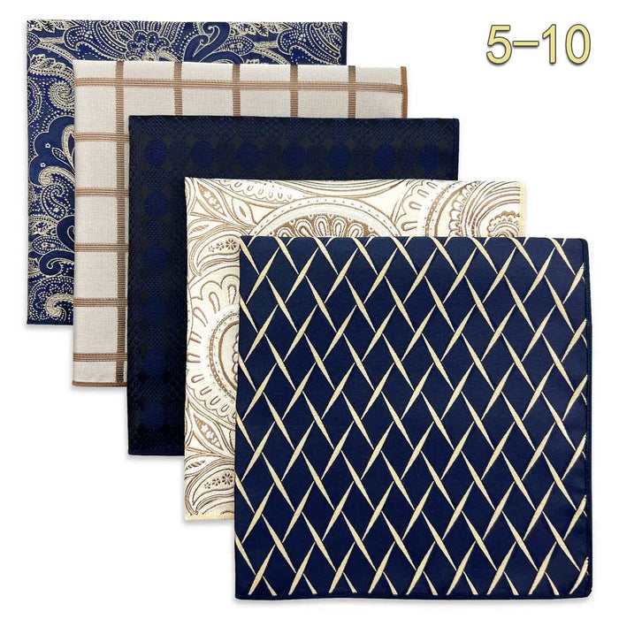 5 Pieces Mens Pocket Squares Wedding Handkerchiefs Set Fashion Formal Bundle Luxury Unique