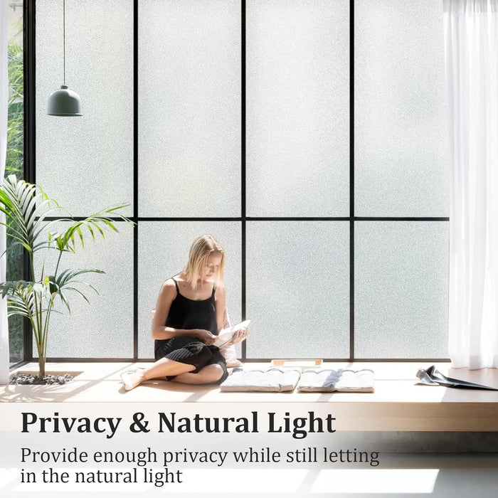 Window Film Frosted Glass Window Privacy Film No Glue Bathroom Window Privacy Film Static Cling Non-Adhesive Sun Blocking Heat