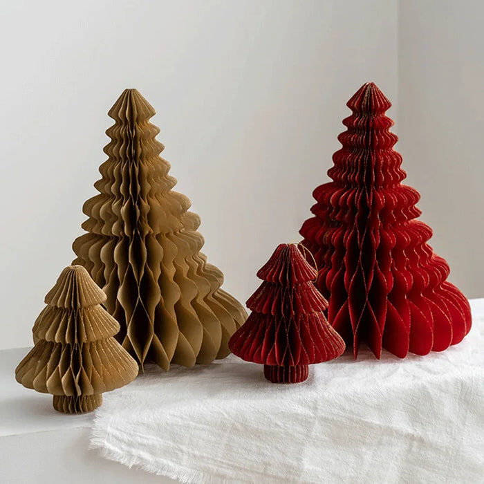 Chinese New Year Decorations Paper Honeycomb Ball Folding Christmas Tree 3D Ornament Home Wedding Decoration Desktop Ornament