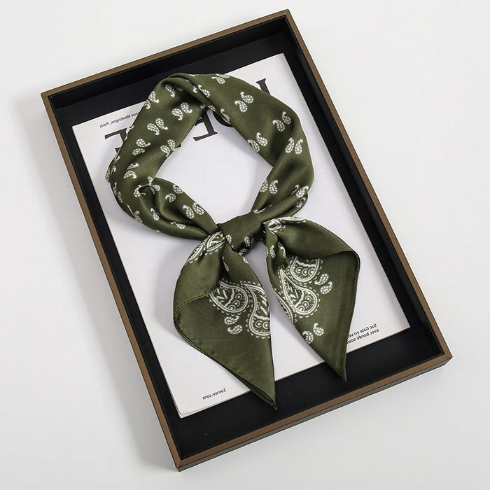 2024 Luxury Square Silk Scarf for Women Hijab Hair Bands Neckerchief Female Satin Shawl Ribbon Headband Fashion Wraps Bandana