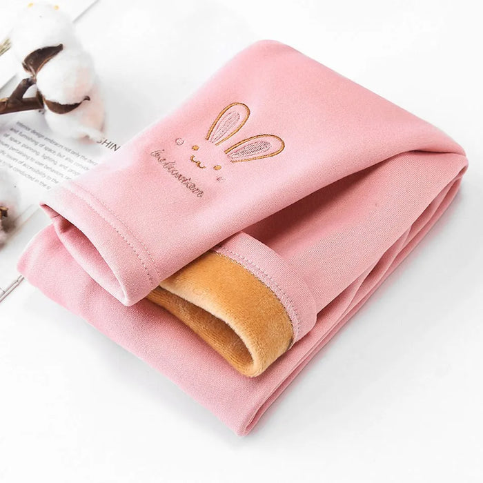 2026 Girls Tights Baby Fleece Lined Pants Children Thermal Bottoms Kids Autumn Winter Fashion Trousers Soft Bunny Leggings 3-8Y