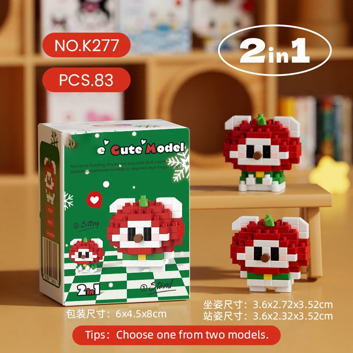 Red apple character 2-in-1 micro block figure, 83 pieces