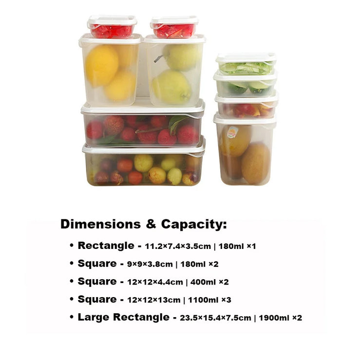 10-Piece BPA-Free Clear Plastic Food Containers – Stackable Airtight Storage for Fridge/Pantry