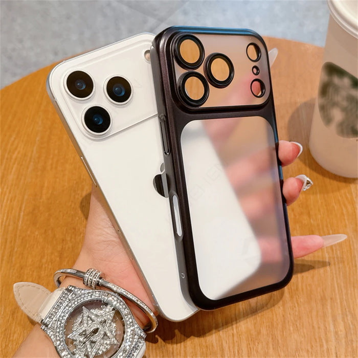 Luxury Plating Matte Clear Case For IPhone 17 Pro Max 17pro Orange Simple Electroplated Bumper Frosted Shockproof Slim PC Cover