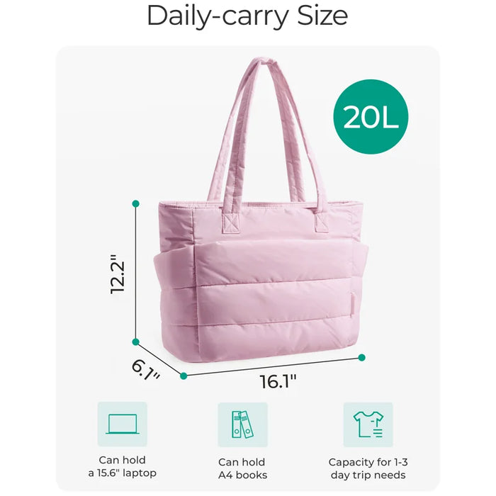 BAGSMART Women's Bag Solid Color Tote Bag Commuting College Padded Shoulder Bag Leisure Simple Female Handbags for Travel