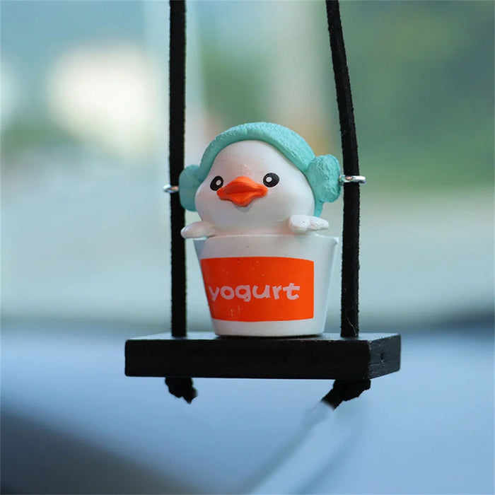 Little Yellow Duck Car Pendant Swing Auto Rearview Mirror Hanging Decorations