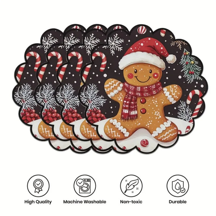 Set of 4 black gingerbread placemats, Style E