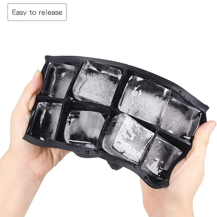 LMETJMA Large Ice Cube Trays with Lids Silicone Ice Cube Square Molds BPA Free Ice Cube Molds for Whiskey Cocktails JT09