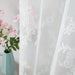 Close-up of white floral lace and the scalloped edge