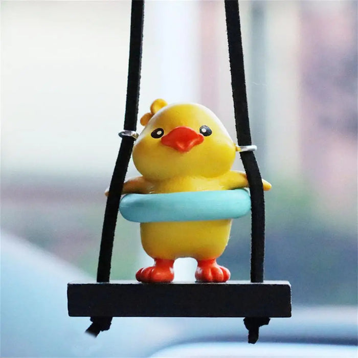 Little Yellow Duck Car Pendant Swing Auto Rearview Mirror Hanging Decorations