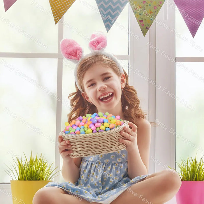 80/160 Pcs Colorful Easter Eggs Glitter Foam Bird Pigeon Happy Easter Party Home Decoration Kids Gift Basket Filler DIY Crafts