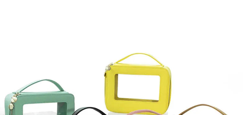 Customized Letters Transparent Makeup Bag Saffiano Portable Cosmetic Case