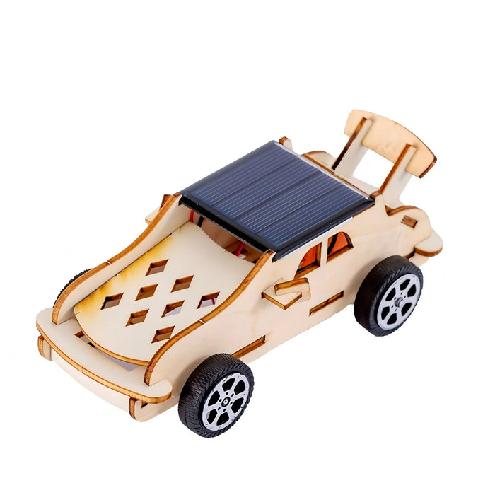Wooden solar sports car model