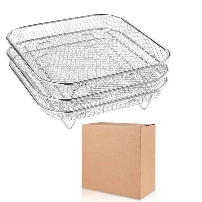 3Layers Air Fryer Rack Stainless Steel Stackable Grill Food Dehydrator Basket Air Fryer Accessory  Cook Several Food in One Time
