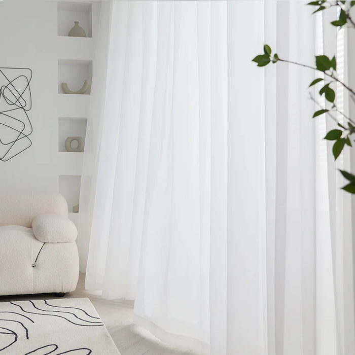 Modern Simple White Tulle Window Trillon Sheer Curtains for Living Room Bedroom Dining Transparent Decor Wedding 창문커텐 Door HOTEL