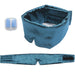 Blue contoured sleep mask showing the eye cups, with blue earplugs
