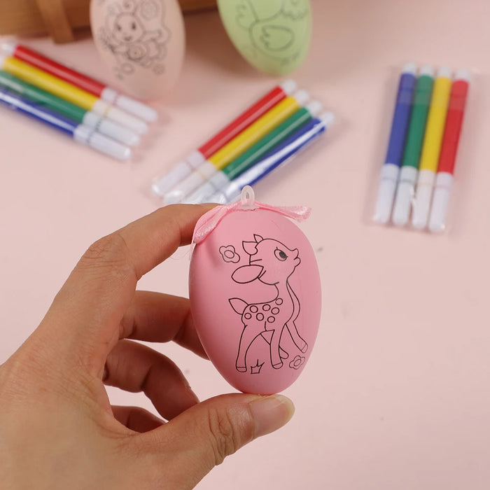 12pcs DIY Painting Easter Eggs  for Children Arts Crafts Color Filling Drawing Toy Kids Birthday Party Favors Kindergarten Gifts